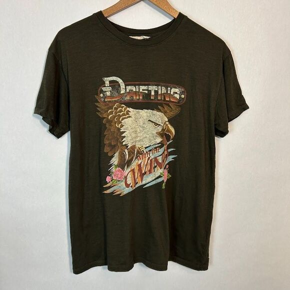 Spell & The Gypsy Wind Drifter Eagle Biker Tee Charcoal Gray S Free People - Picture 3 of 7